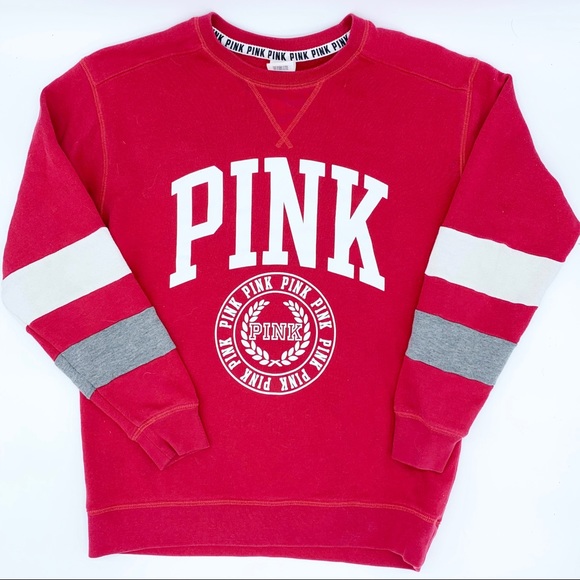 PINK Victoria's Secret Tops - PINK by VS  Red Boyfriend Crew Sweatshirt xs